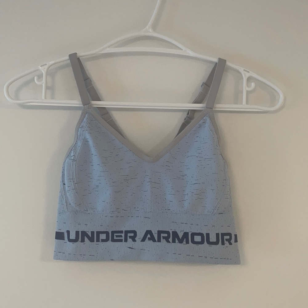 Blue strappy Under Armour sports bra